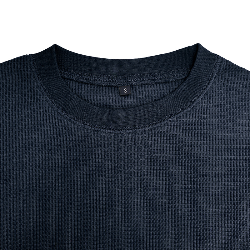 Tシャツ ロンT Tシャツ メンズ ワッフル生地 長袖 ストレッチ ゆったり 秋冬 クルーネック カジュアル アメカジ トップス インナー 柔らかい 