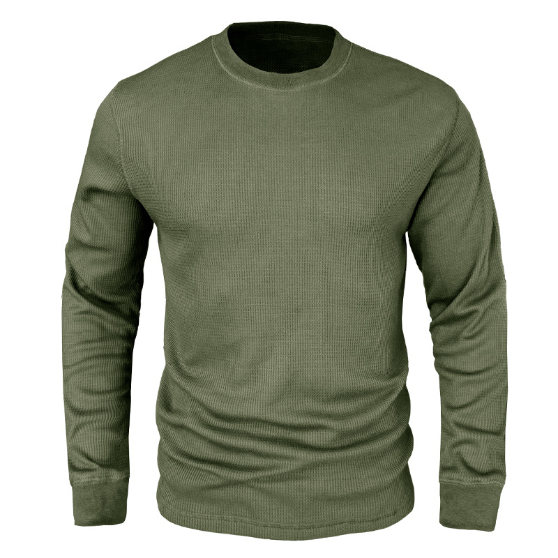 Tシャツ ロンT Tシャツ メンズ ワッフル生地 長袖 ストレッチ ゆったり 秋冬 クルーネック カジュアル アメカジ トップス インナー 柔らかい 