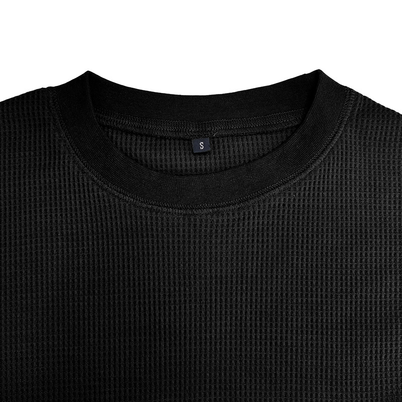Tシャツ ロンT Tシャツ メンズ ワッフル生地 長袖 ストレッチ ゆったり 秋冬 クルーネック カジュアル アメカジ トップス インナー 柔らかい 