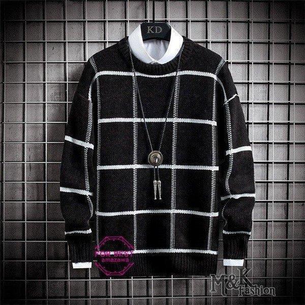 ニットセーター メンズ クールネック 切り替え セーター ボーダー柄 アウター カジュアル 秋服 通勤 新作 秋服 