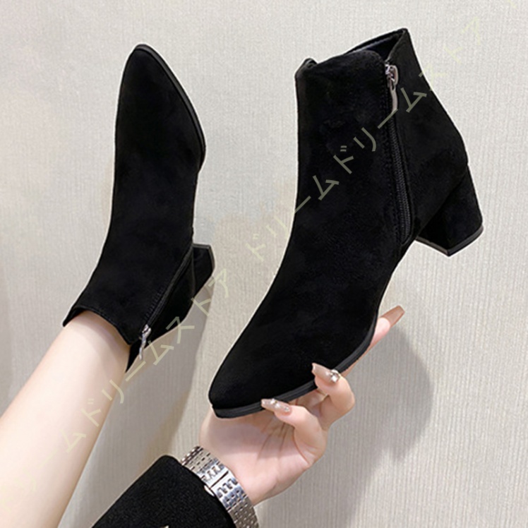 ショートブーツ レディース ヒール5CM 歩きやすい 疲れない 靴 幅広 3E ブーティ おしゃれ 美脚 ブーツ 滑りにくい 黒 きれいめ ヒール ローヒール 袴用ブーツ 