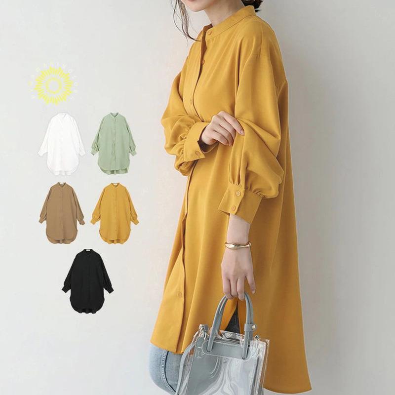 ワンピース レディース 長袖 ロングワンピース シャツワンピース マキシワンピース ゆったり 上品 二次会 春秋 着痩せ きれいめ Aライン 