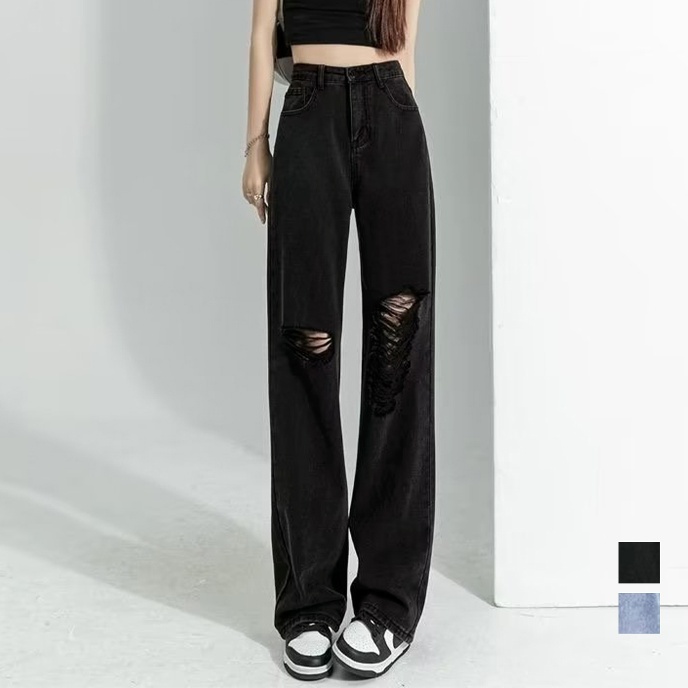 カットダメージ デニムパンツ ストリート  