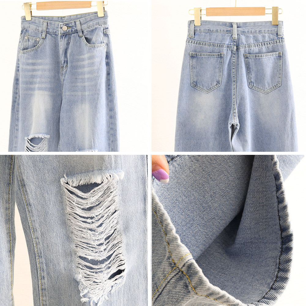 カットダメージ デニムパンツ ストリート  