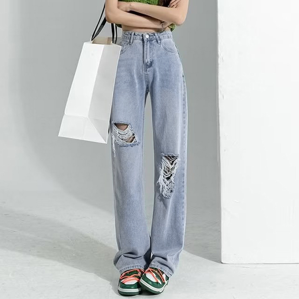 カットダメージ デニムパンツ ストリート  