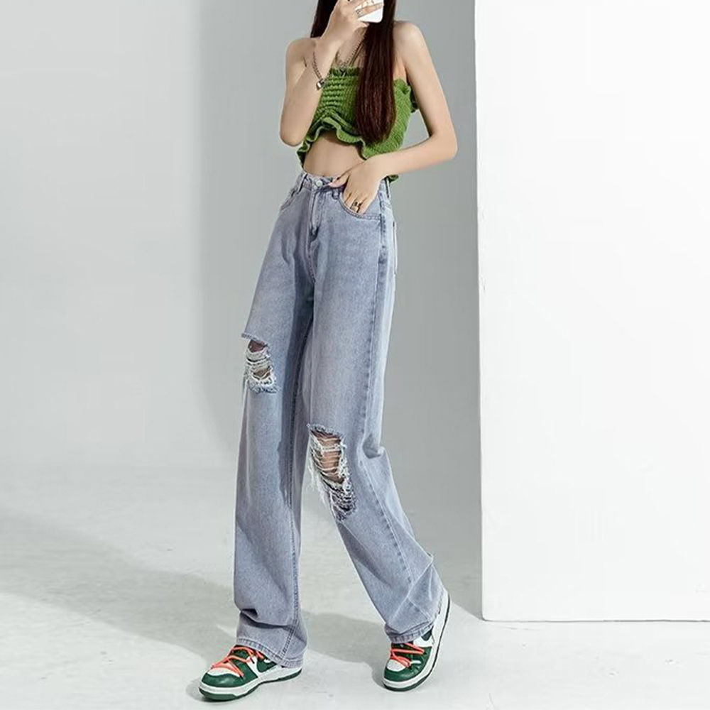 カットダメージ デニムパンツ ストリート  