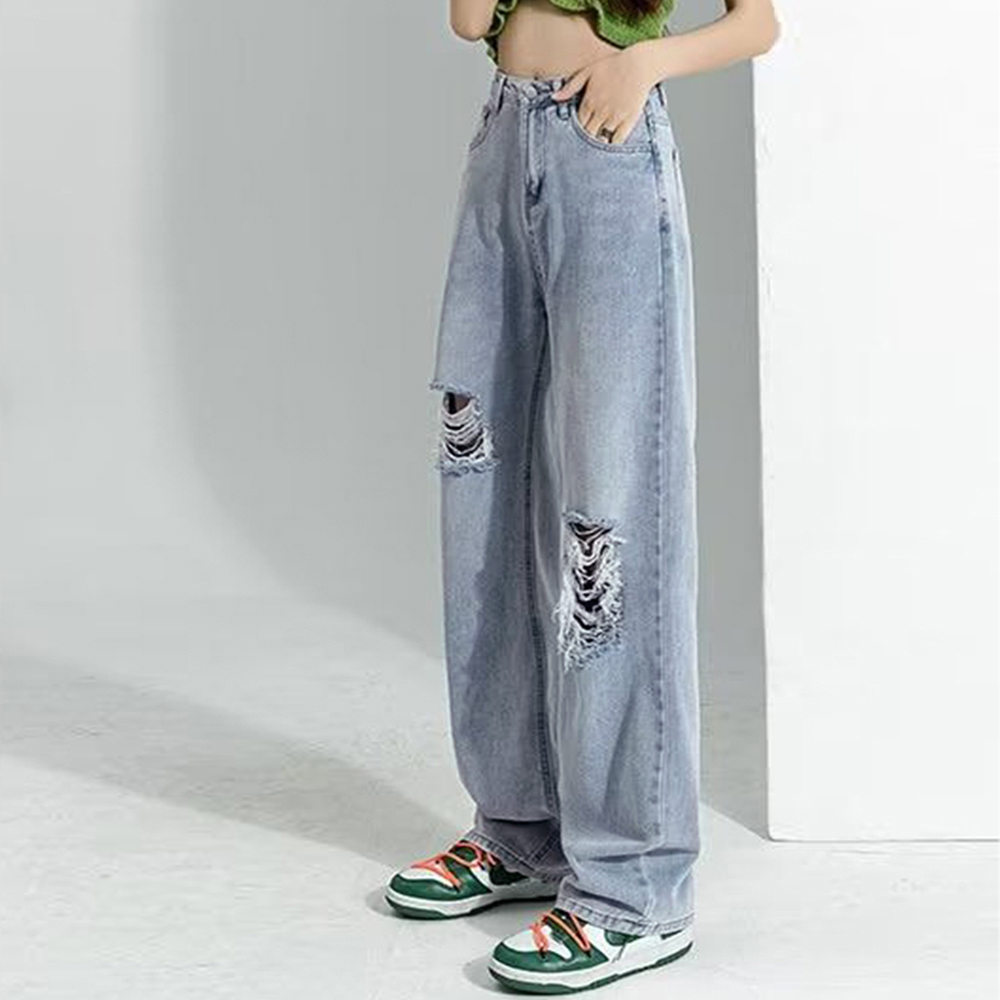 カットダメージ デニムパンツ ストリート  