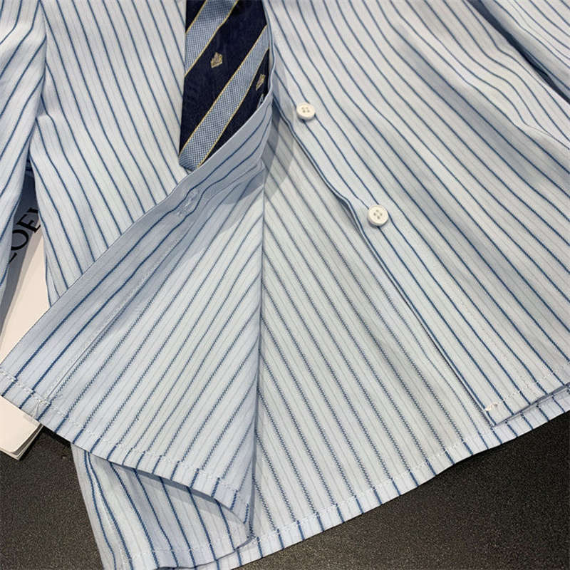 お取り寄せ商品 セットアップ キッズファッション 女の子 3点セット 80-150CM Vネック プリーツスカート ショートスカ ストライプ柄 ベスト 長袖シャツ コットン