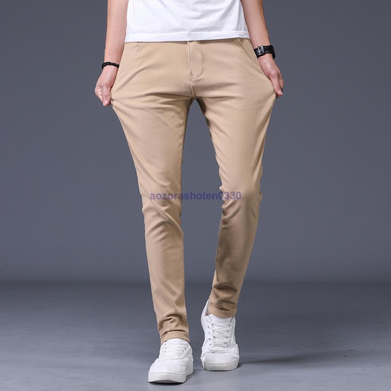 チノパン メンズ ストレッチ スリム パンツ 伸縮 白 ベージュ スキニー 黒 XL M L 