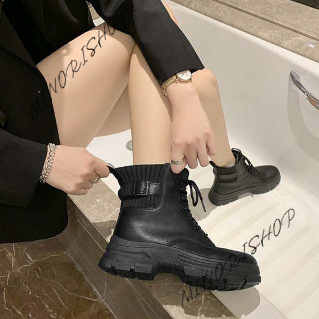 ショートブーツ マーティンブーツ レディース 靴 厚底 ワークブーツ 通学靴 通勤靴 エンジニアブーツ ブーツ 韓国 軽量 美脚 お 