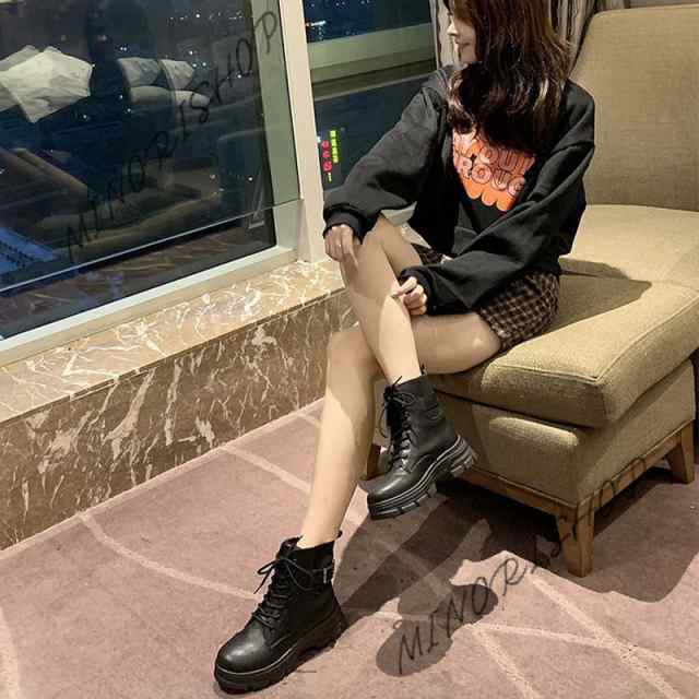 ショートブーツ マーティンブーツ レディース 靴 厚底 ワークブーツ 通学靴 通勤靴 エンジニアブーツ ブーツ 韓国 軽量 美脚 お 