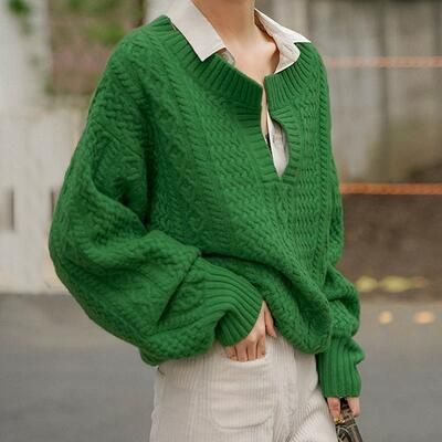 トップス レディース ニット セーター カットソー カジュアル Vネック オフショルダー フェミニン ゆったり 長袖 おしゃれ 可愛い オーバーサイズ キーネック 