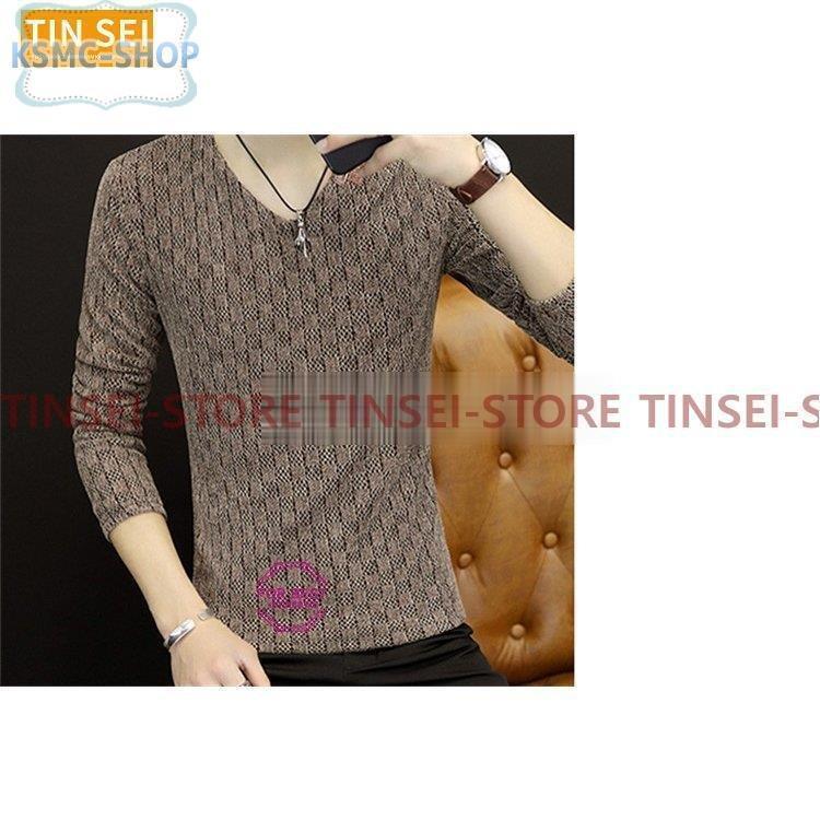 Tシャツ メンズ ロンT カットソー 長袖Tシャツ ロングTシャツ おしゃれ Vネック ロンティー 刺繍 秋 