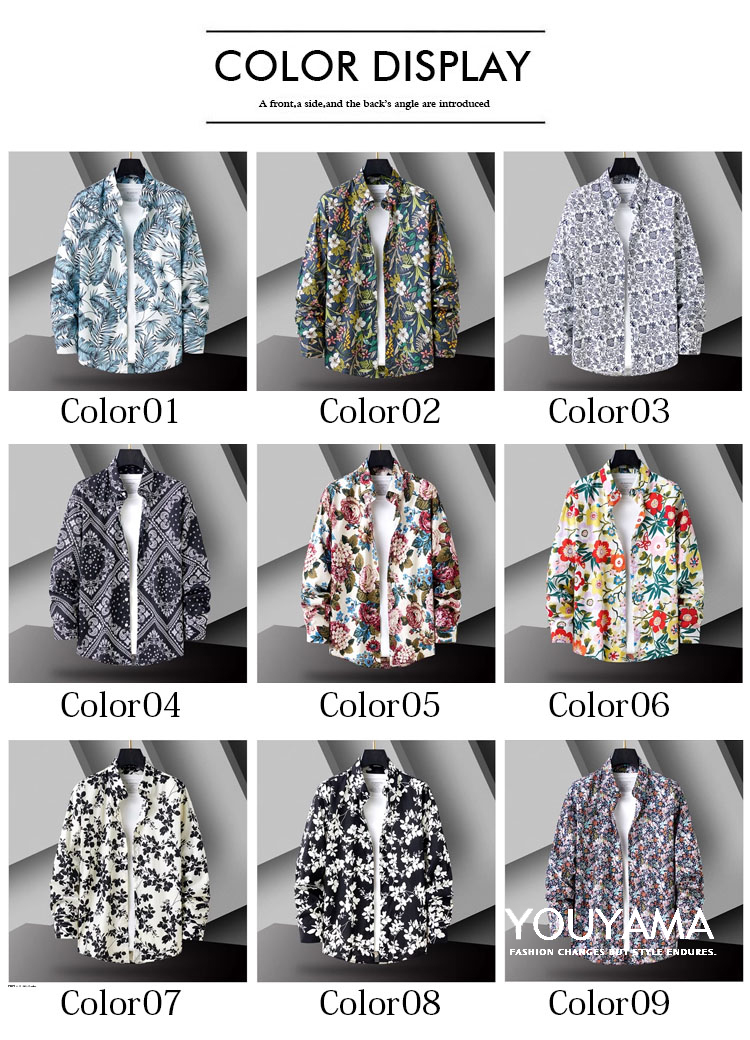 長袖シャツ メンズ 花柄シャツ 夏 カジュアルシャツ シャツ トップス 紳士用 スリム 新作 メンズ 送料無料 カジュアル 