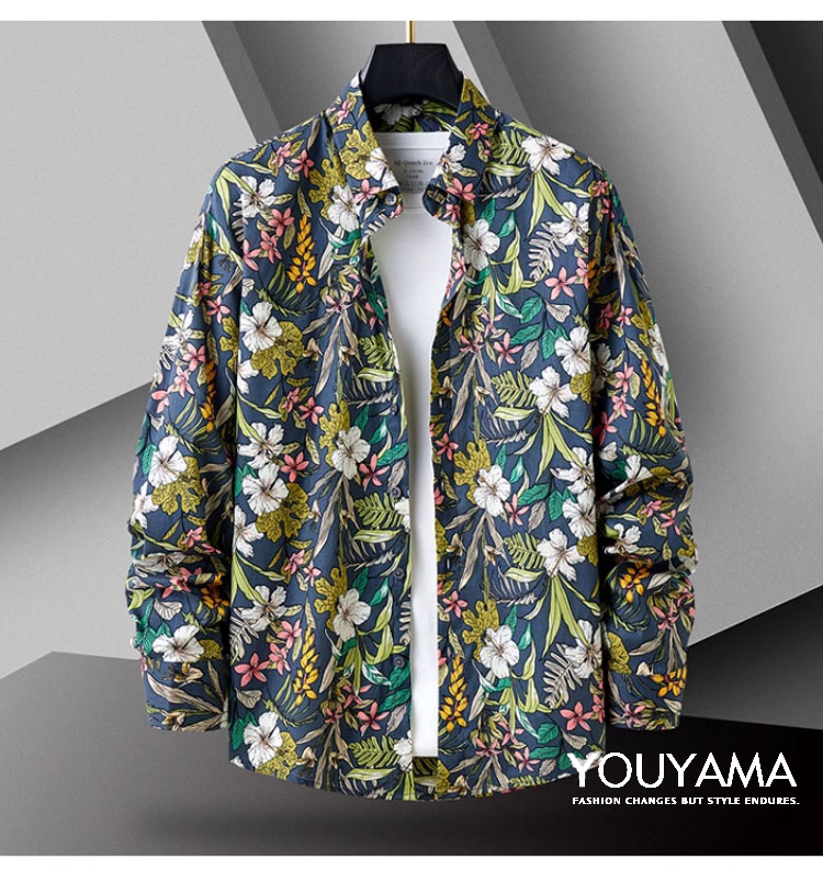 長袖シャツ メンズ 花柄シャツ 夏 カジュアルシャツ シャツ トップス 紳士用 スリム 新作 メンズ 送料無料 カジュアル 