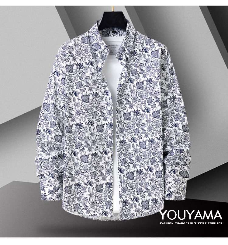 長袖シャツ メンズ 花柄シャツ 夏 カジュアルシャツ シャツ トップス 紳士用 スリム 新作 メンズ 送料無料 カジュアル 