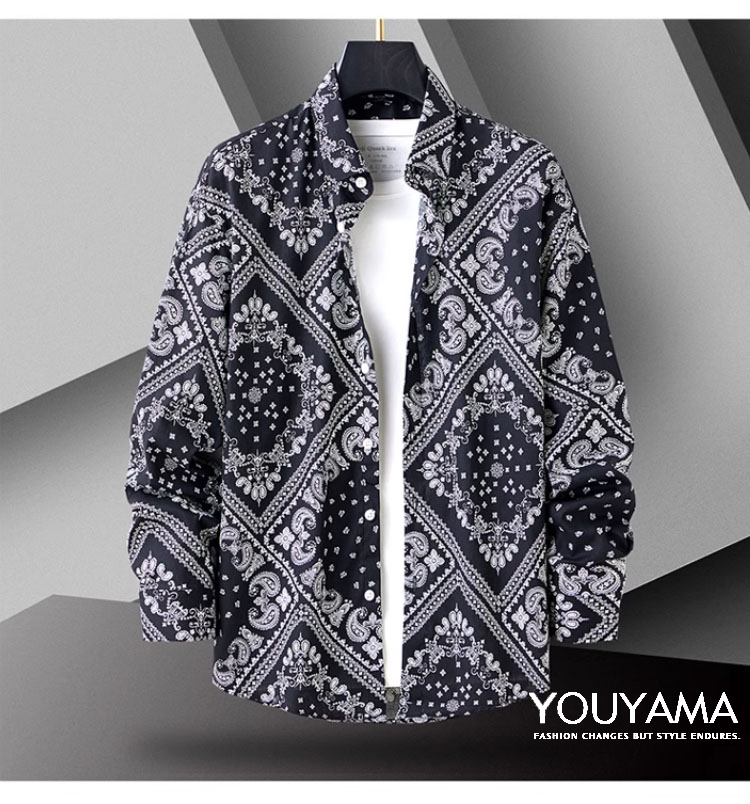 長袖シャツ メンズ 花柄シャツ 夏 カジュアルシャツ シャツ トップス 紳士用 スリム 新作 メンズ 送料無料 カジュアル 