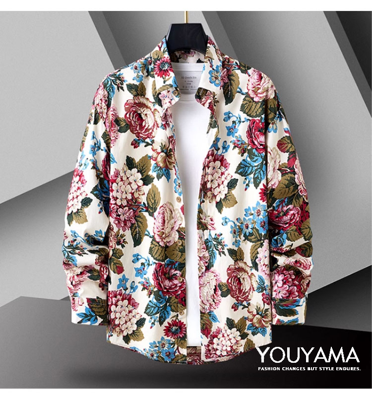 長袖シャツ メンズ 花柄シャツ 夏 カジュアルシャツ シャツ トップス 紳士用 スリム 新作 メンズ 送料無料 カジュアル 