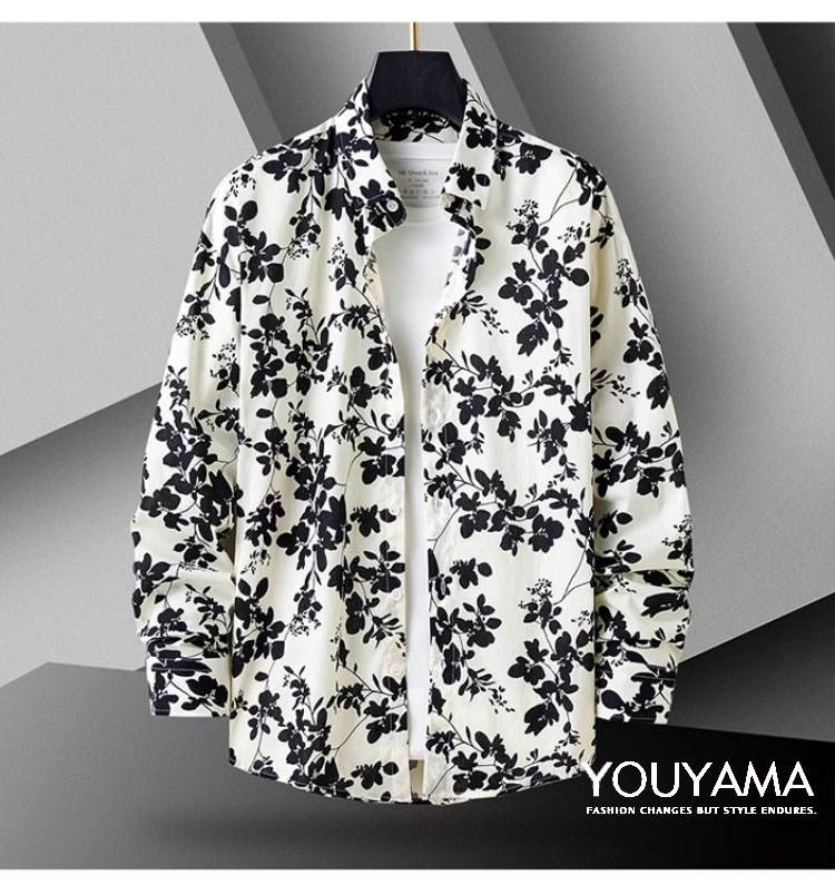 長袖シャツ メンズ 花柄シャツ 夏 カジュアルシャツ シャツ トップス 紳士用 スリム 新作 メンズ 送料無料 カジュアル 