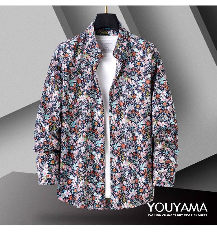 長袖シャツ メンズ 花柄シャツ 夏 カジュアルシャツ シャツ トップス 紳士用 スリム 新作 メンズ 送料無料 カジュアル 