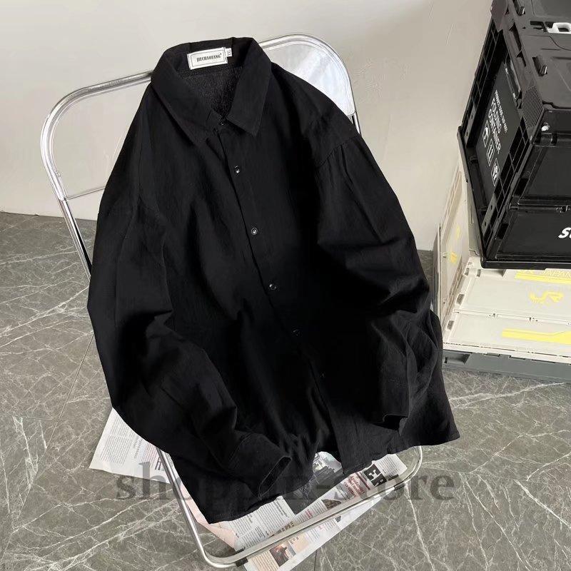 綿麻シャツ男長袖ゆったりカジュアル春秋薄手リネンコート男のトレンド服カップルシャツ寸  