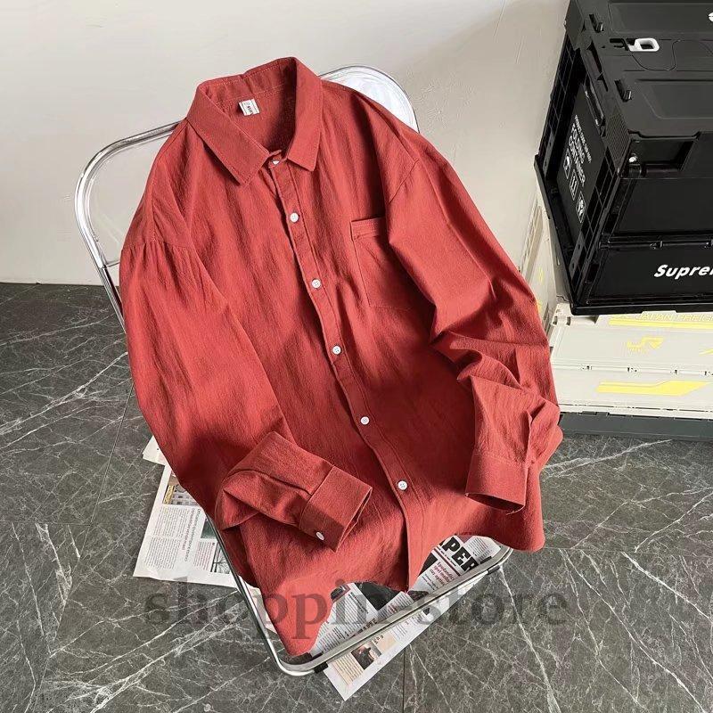 綿麻シャツ男長袖ゆったりカジュアル春秋薄手リネンコート男のトレンド服カップルシャツ寸  