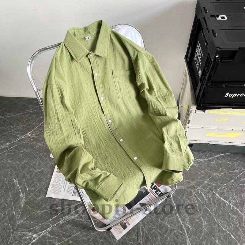 綿麻シャツ男長袖ゆったりカジュアル春秋薄手リネンコート男のトレンド服カップルシャツ寸  