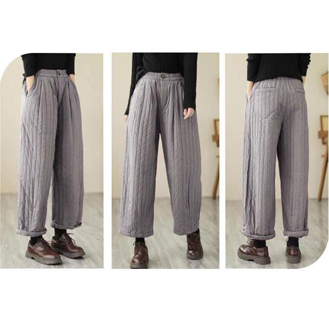 中綿パンツ レディース ワイドパンツ 極太 綿入れ 冬 カジュアルパンツ 9分丈 ロングパンツ 中綿ワイドパンツ 体型カバー バギーパンツ 厚手 