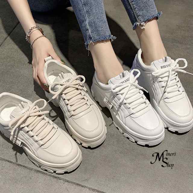 裏起毛あり なし スニーカー レディース 厚底 韓国 秋冬 ダッドスニーカー 白 靴 