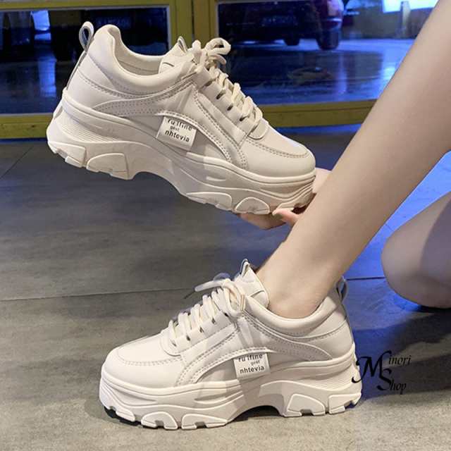 裏起毛あり なし スニーカー レディース 厚底 韓国 秋冬 ダッドスニーカー 白 靴 