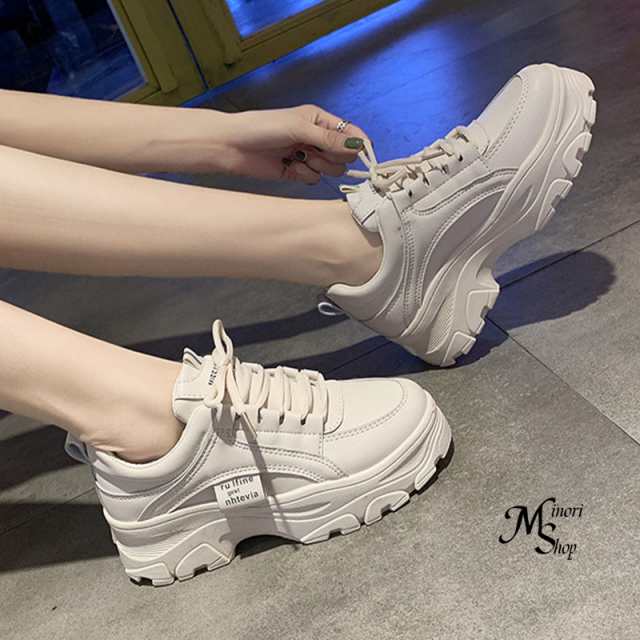 裏起毛あり なし スニーカー レディース 厚底 韓国 秋冬 ダッドスニーカー 白 靴 