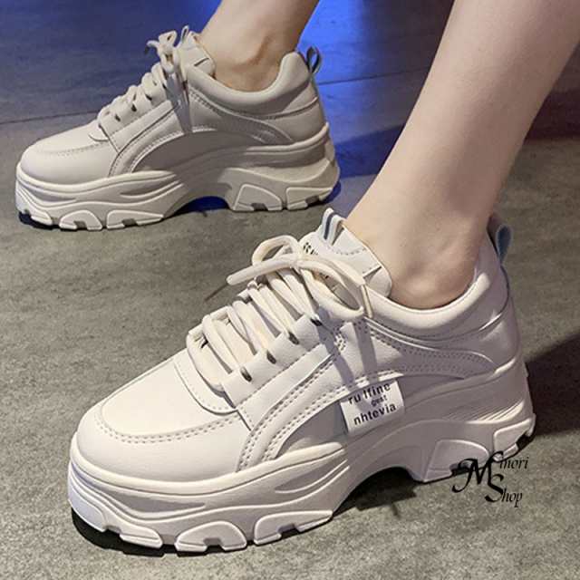 裏起毛あり なし スニーカー レディース 厚底 韓国 秋冬 ダッドスニーカー 白 靴 