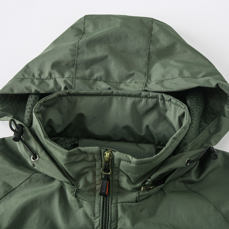 マウンテンメンズ 撥水 防風 フード付き ナイロン アウター 作業服 ジッパー タクティカルジャケット ミリタリージャケット ジャケット アウトドア 