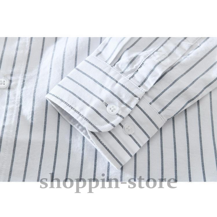 ストライプシャツ メンズ シャツ 100%綿 カジュアルシャツ 長袖シャツ ビジネスシャツ トップス 通勤 