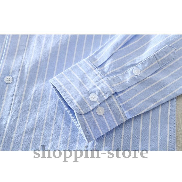 ストライプシャツ メンズ シャツ 100%綿 カジュアルシャツ 長袖シャツ ビジネスシャツ トップス 通勤 