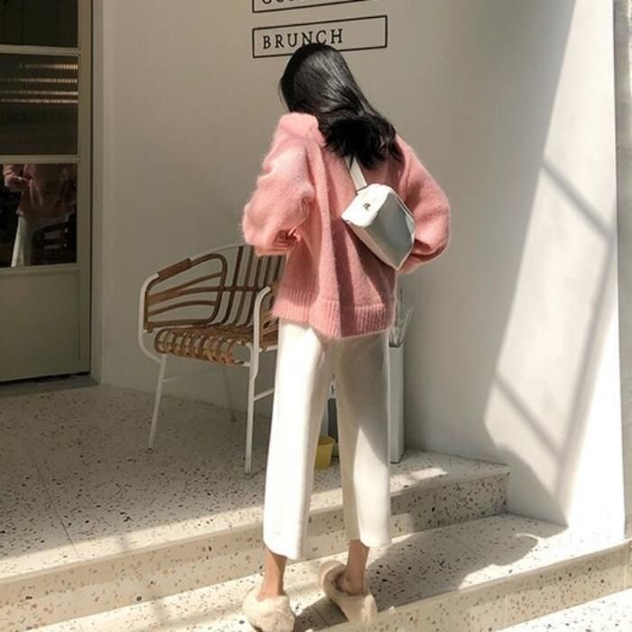 トップス ニット セーター クルーネック レディース きれいめ ゆったり 長袖 可愛い おしゃれ 体型カバー ベーシック カジュアル 大人 シンプル フェミニン 韓 