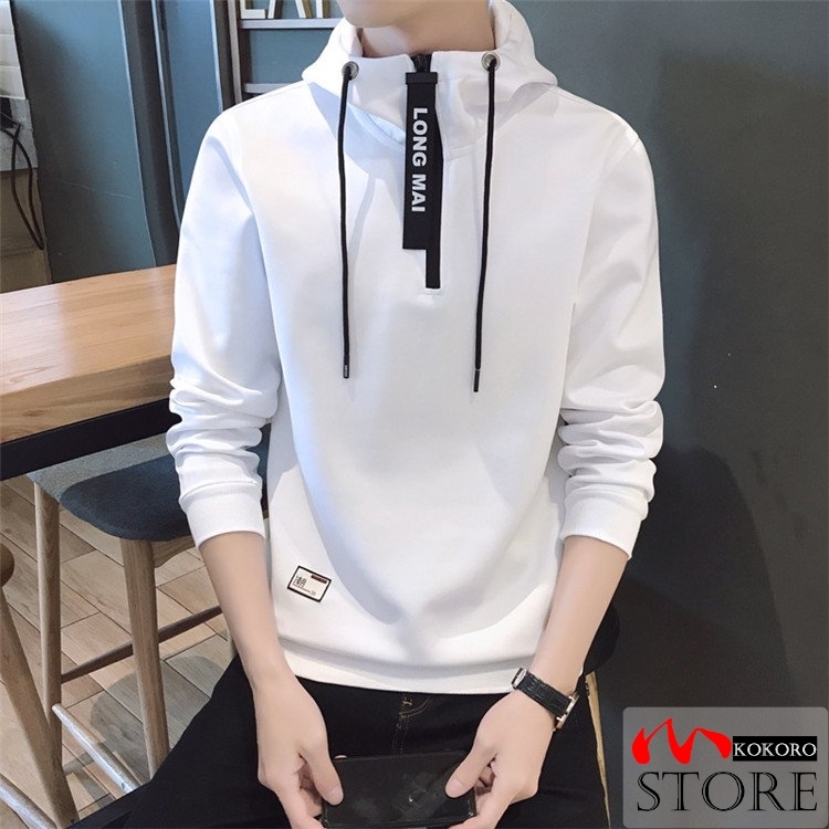メンズ 長袖 パーカ ハーフジップ プルオーバーフード付き 細身 スリム 秋物 カジュアル 新作 秋服 