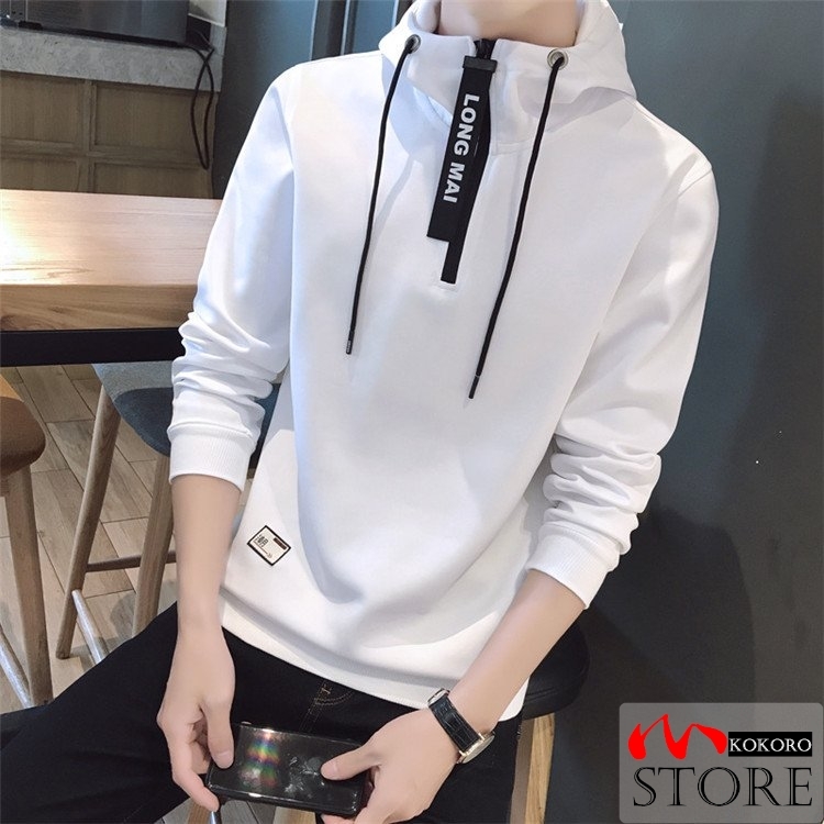 メンズ 長袖 パーカ ハーフジップ プルオーバーフード付き 細身 スリム 秋物 カジュアル 新作 秋服 