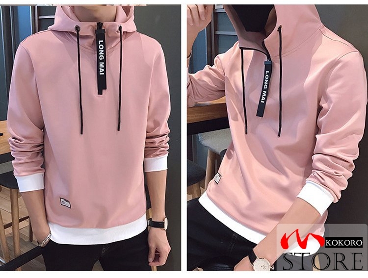 メンズ 長袖 パーカ ハーフジップ プルオーバーフード付き 細身 スリム 秋物 カジュアル 新作 秋服 