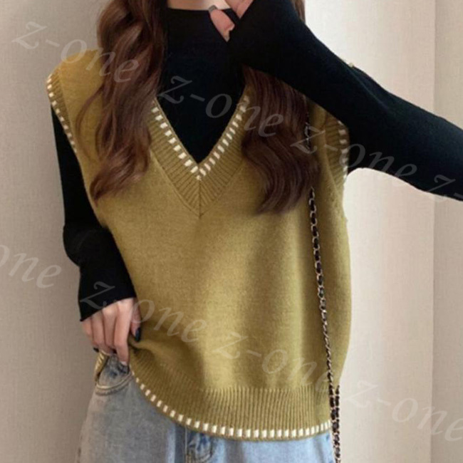 ベスト ニット プルオーバー レディース 新作 Vネック 秋冬 アウター セーター レイヤード 柔らかい 通学 通勤 大人 春 ゆったり 可愛い 保温 体型カバー 学生 