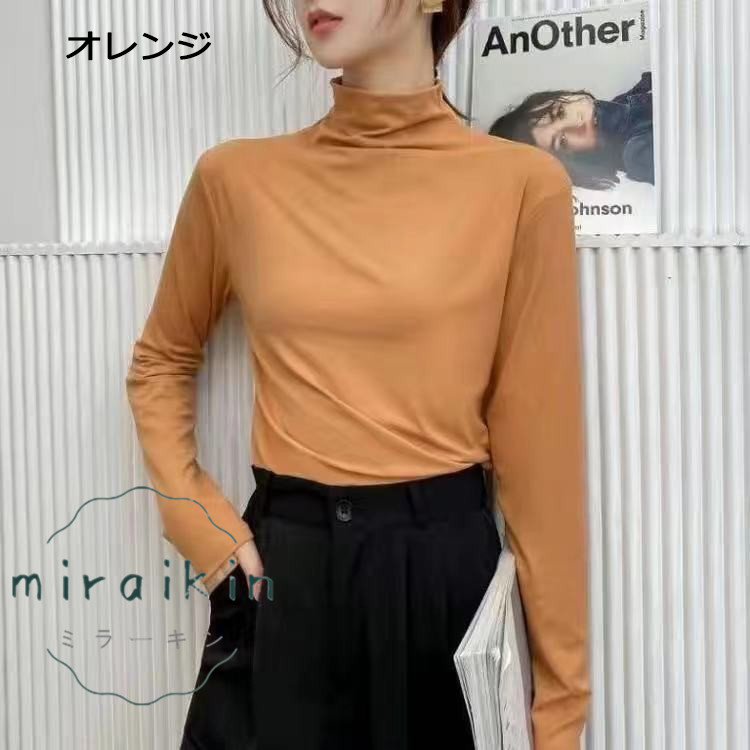 Tシャツ トップス レディース 長袖 タートルネック インナー 50代 40代 黒 カラバリ シンプル 30代 春 秋 モダール 20代 カジュアル ブラック 長袖 無地 