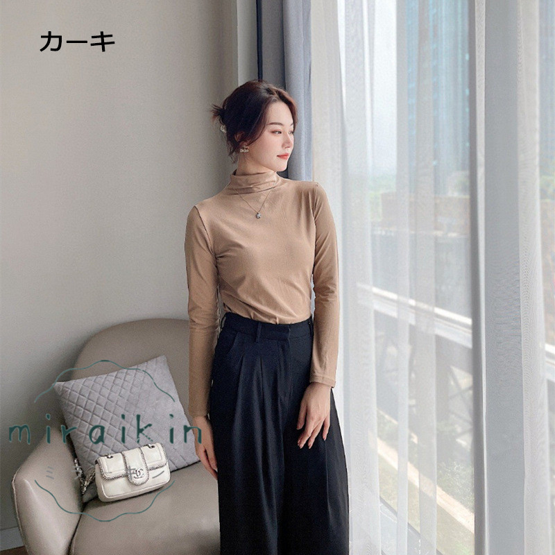 Tシャツ トップス レディース 長袖 タートルネック インナー 50代 40代 黒 カラバリ シンプル 30代 春 秋 モダール 20代 カジュアル ブラック 長袖 無地 