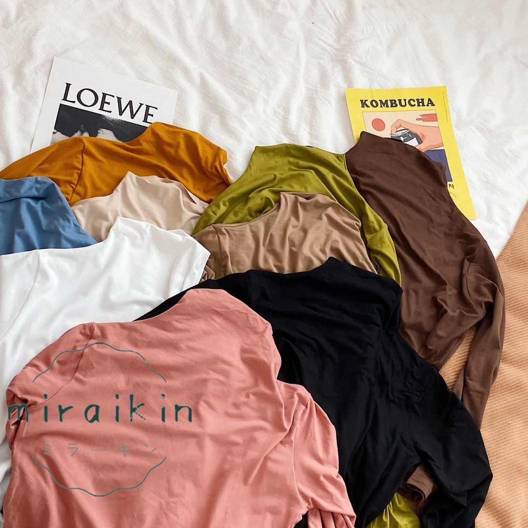 Tシャツ トップス レディース 長袖 タートルネック インナー 50代 40代 黒 カラバリ シンプル 30代 春 秋 モダール 20代 カジュアル ブラック 長袖 無地 