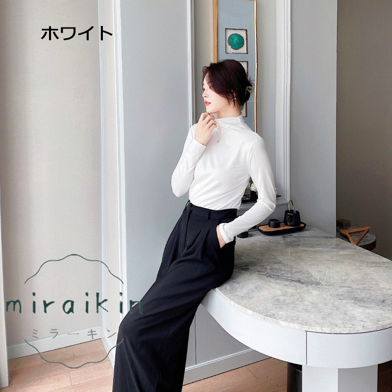 Tシャツ トップス レディース 長袖 タートルネック インナー 50代 40代 黒 カラバリ シンプル 30代 春 秋 モダール 20代 カジュアル ブラック 長袖 無地 