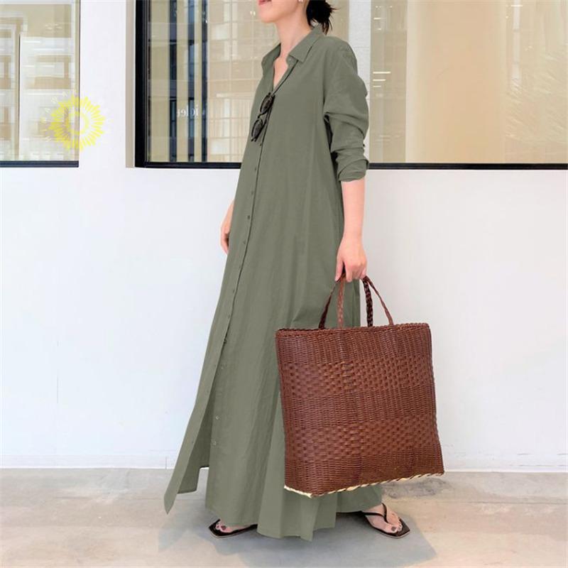 ワンピース レディース 長袖 ロングワンピース シャツワンピース マキシワンピース 上品 二次会 春秋 Aライン 着痩せ きれいめ ゆったり 
