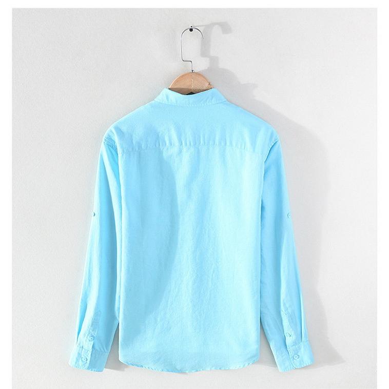 綿麻シャツ メンズ シャツ リネンコットン カジュアルシャツ トップス 通勤 春 秋 清涼 爽快 長袖 夏 