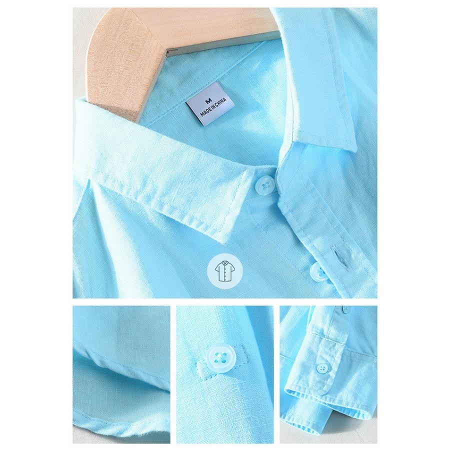 綿麻シャツ メンズ シャツ リネンコットン カジュアルシャツ トップス 通勤 春 秋 清涼 爽快 長袖 夏 