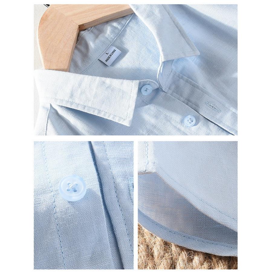 綿麻シャツ メンズ シャツ リネンコットン カジュアルシャツ トップス 通勤 春 秋 清涼 爽快 長袖 夏 