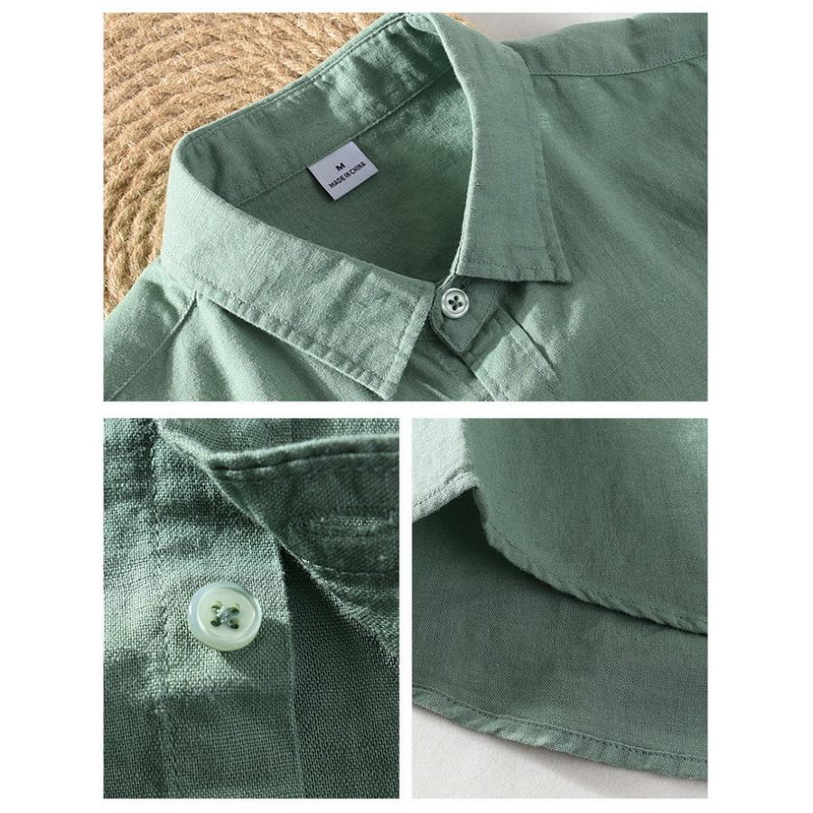 綿麻シャツ メンズ シャツ リネンコットン カジュアルシャツ トップス 通勤 春 秋 清涼 爽快 長袖 夏 