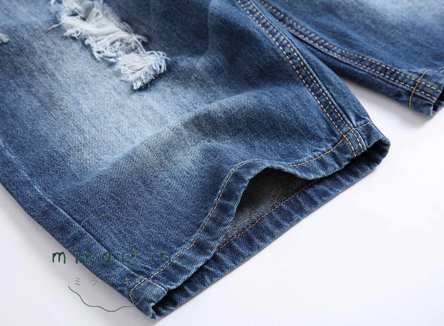 ハーフパンツ デニム メンズ デニムパンツ 短パン ショートパンツ ストリート ダメージ ストレッチ ジーンズ 送料無料 ユーズド加工 おしゃれ 五分丈 スリム 
